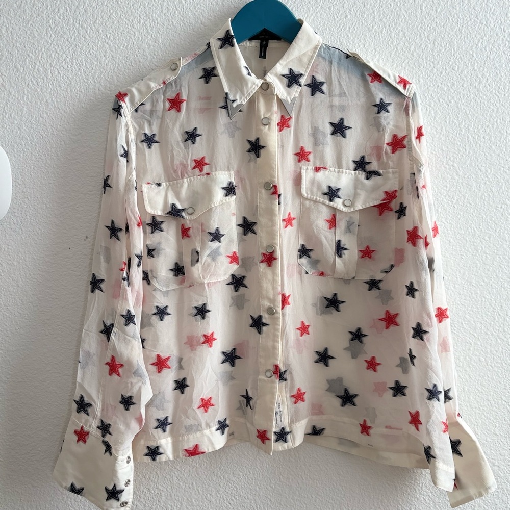 NEW Rag & Bone Pearson silk star blouse, SM